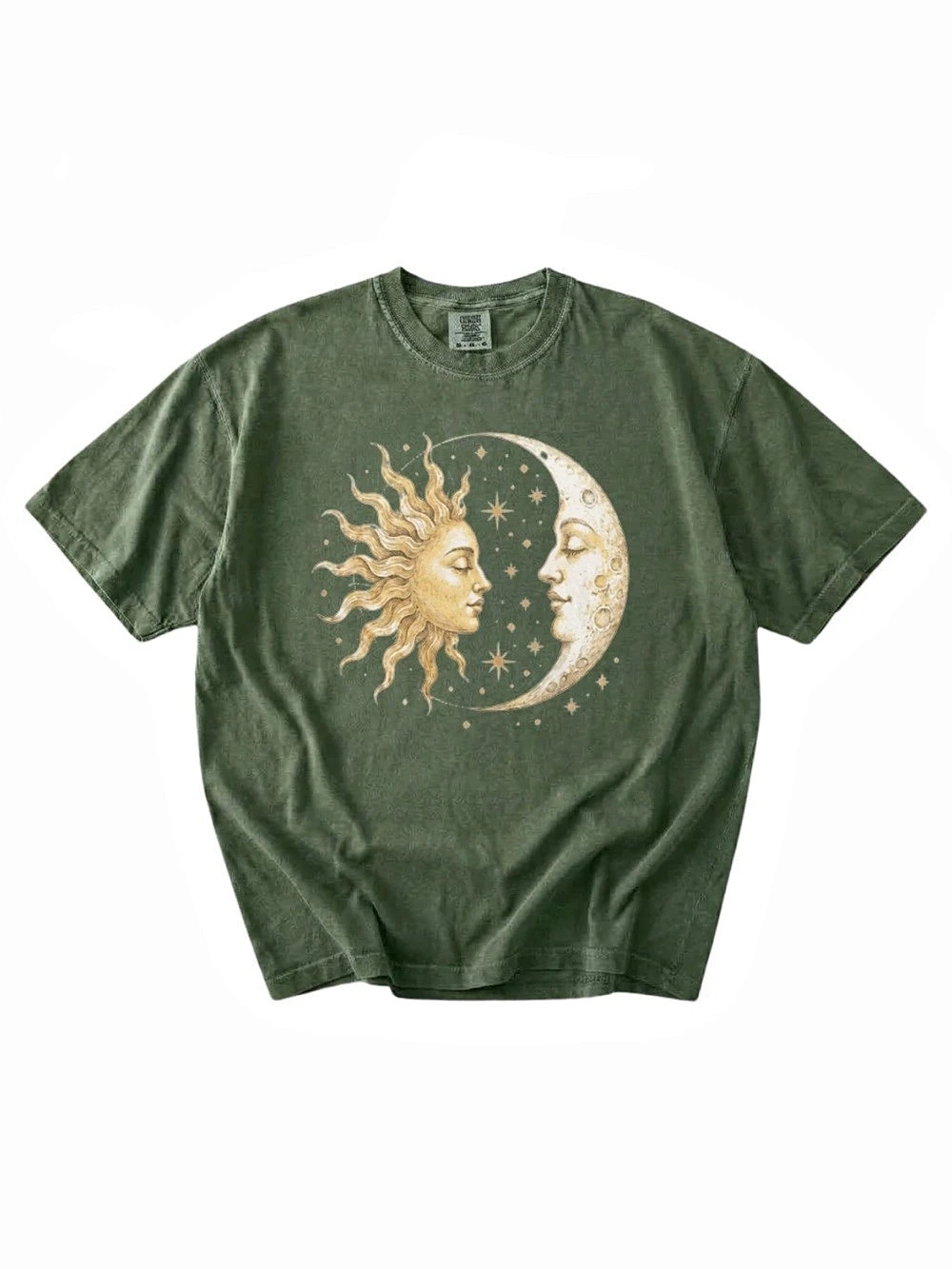Comfort Colors Sun and Moon Celestial T-Shirt Graphic Tee Moss Green